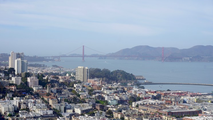Erster Blick zur Golden Gate Bridge vom Coite Tower