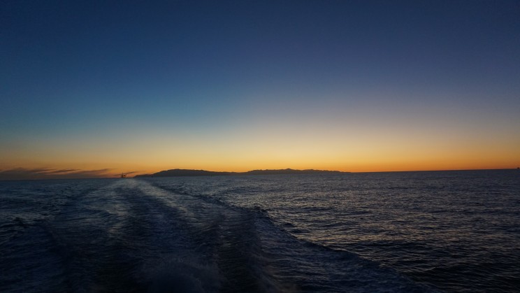 Sonnenuntergang mit Blick auf die Channel Islands